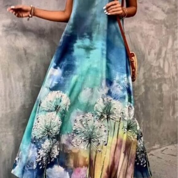 Ladies size XL (12) dandelion print maxi dress - Picture 11 of 11